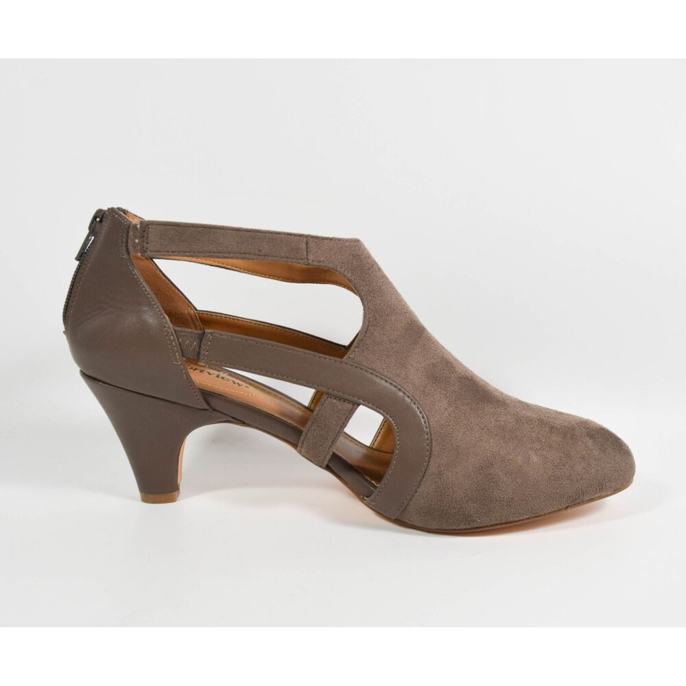 Comfort View Sage Taupe Side Cutout Heel Ankle Shootie Pumps Sz 11W